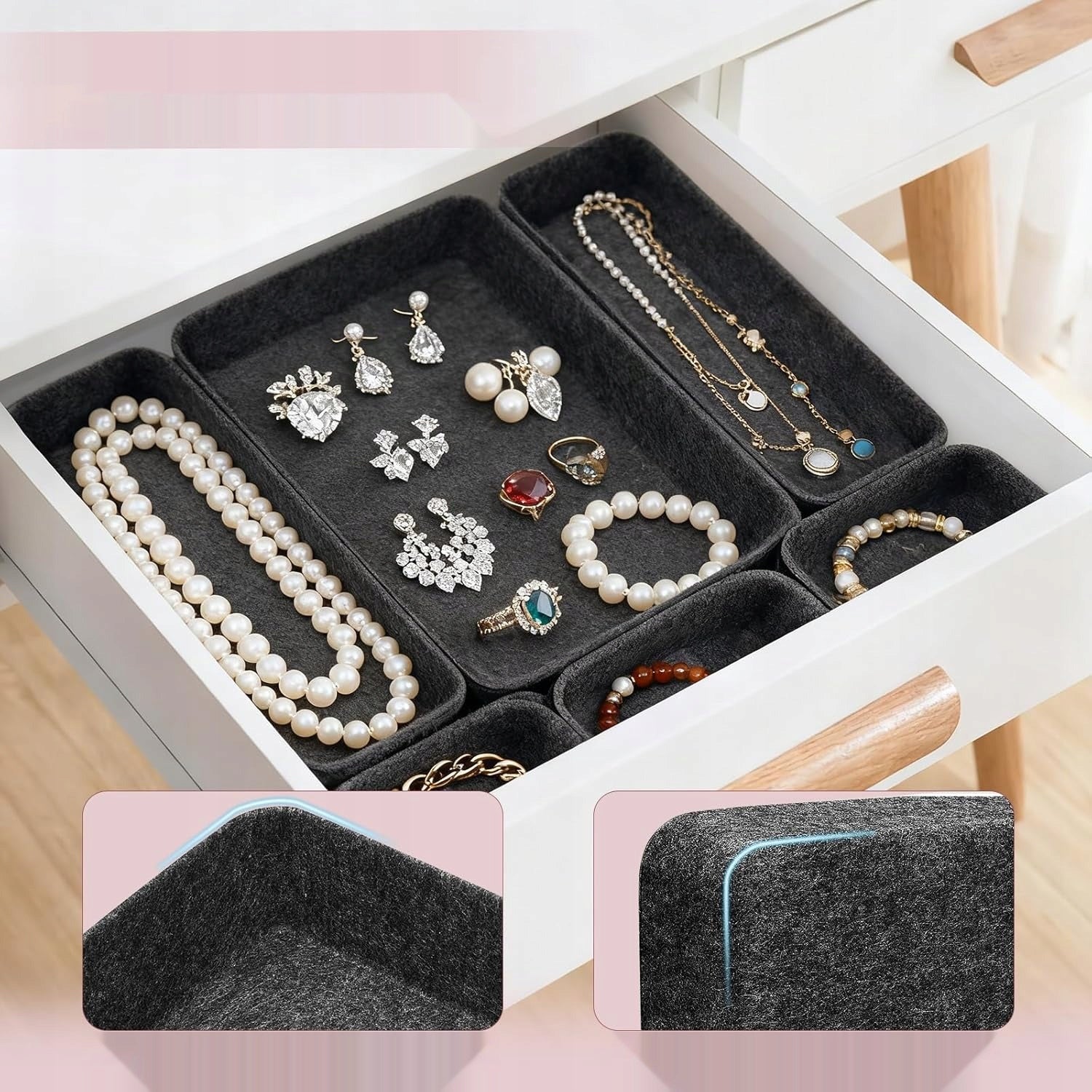 FELT DRAWER ORGANIZER SET OF 8 4 SIZES ORDER CARTRIDGE Kind drawer organizer