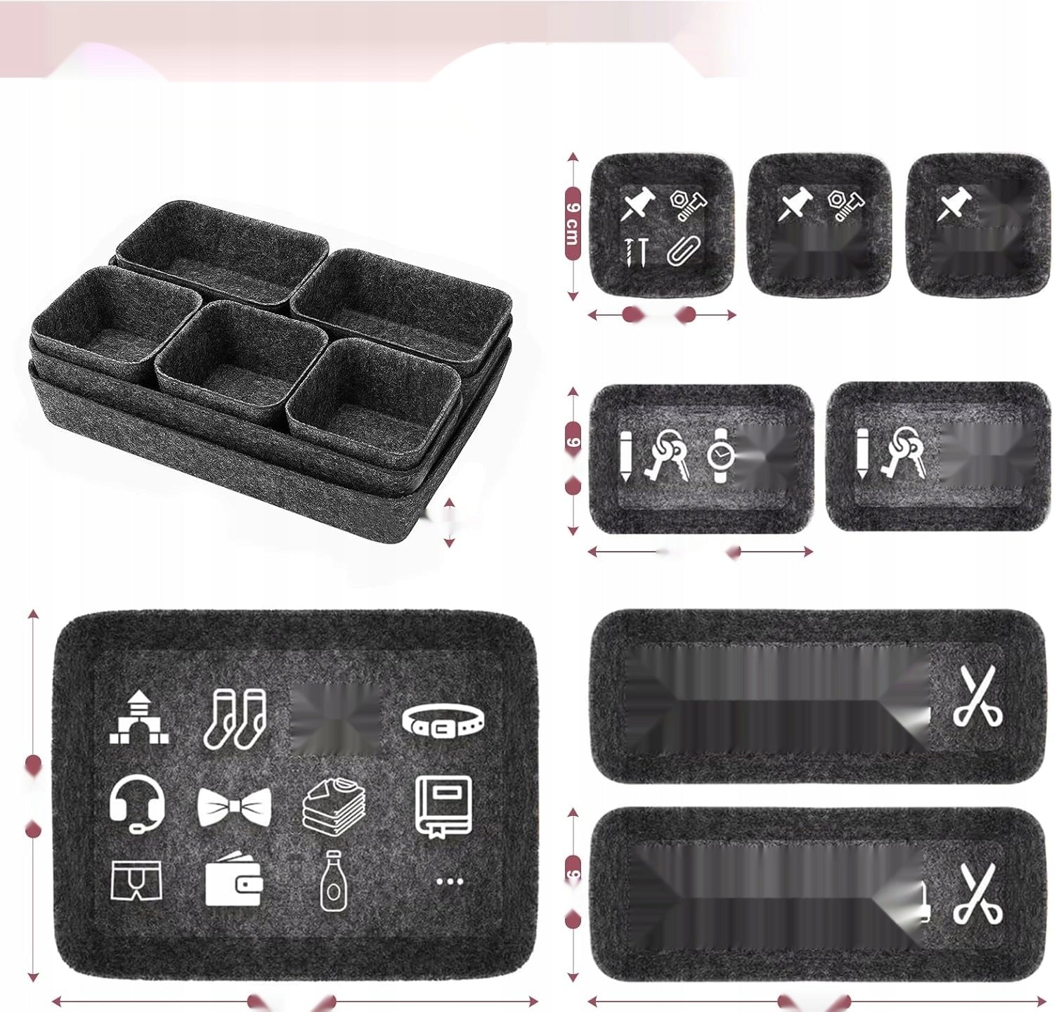 FELT DRAWER ORGANIZER SET OF 8 4 SIZES ORDER CARTRIDGE Manufacturer code ORGANIZER DO SZUFLADY FILCOWY Z STREFAZAKUPÓW