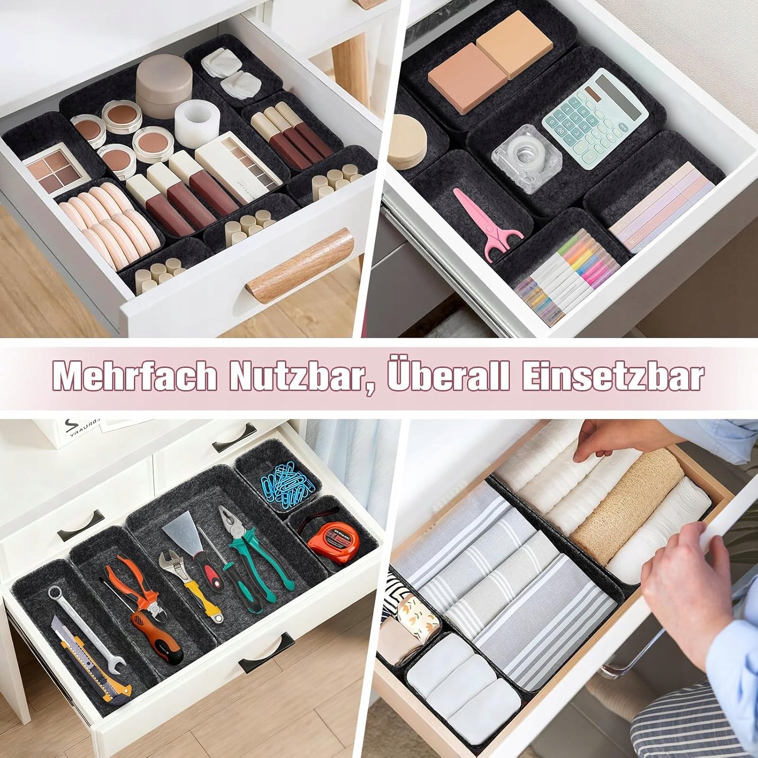 FELT DRAWER ORGANIZER SET OF 8 4 SIZES ORDER CARTRIDGE Reinforcement type no reinforcement