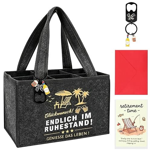 FELT RETIREMENT BEER BAG FOR MAN GIFT 6 BOTTLES FOR HOME