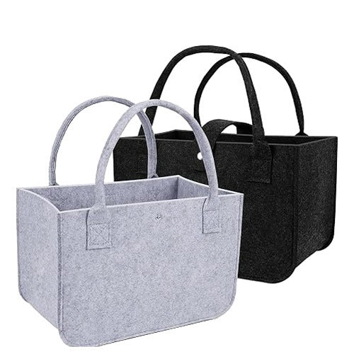 FELT SHOPPING BAG FOLDING BLACK GREY ECO-FRIENDLY 2 PIECES