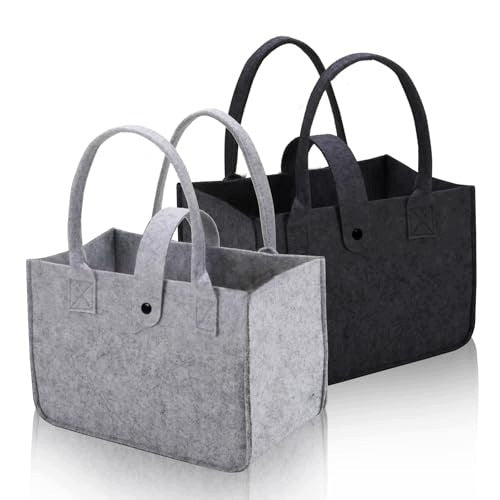 FELT SHOPPING BAG FOLDING GREY BLACK FOR LADIES SET OF 2 Brand no brand