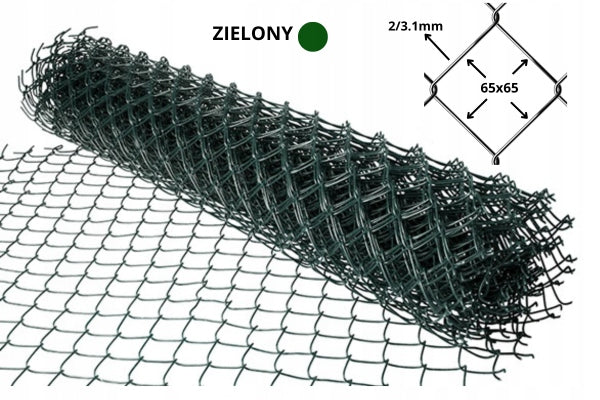 FENCE MESH 3,1mm 6,5x6,5cm 150cm green 5m PVC coated 1,5m
