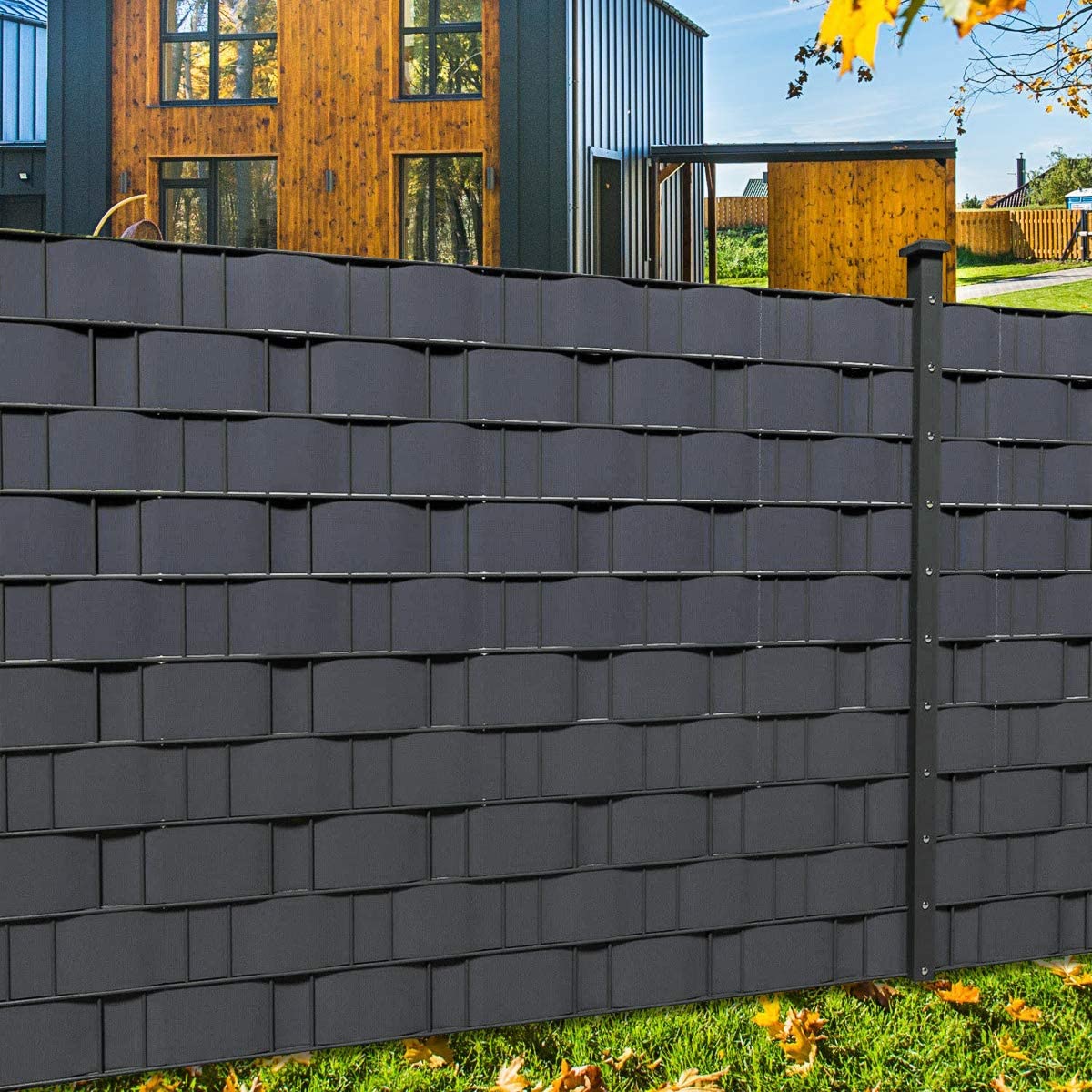 FENCE TAPE 19cmx35m FENCE COVER PANEL GRAPHITE 24 CLIPS Height 0.19 m