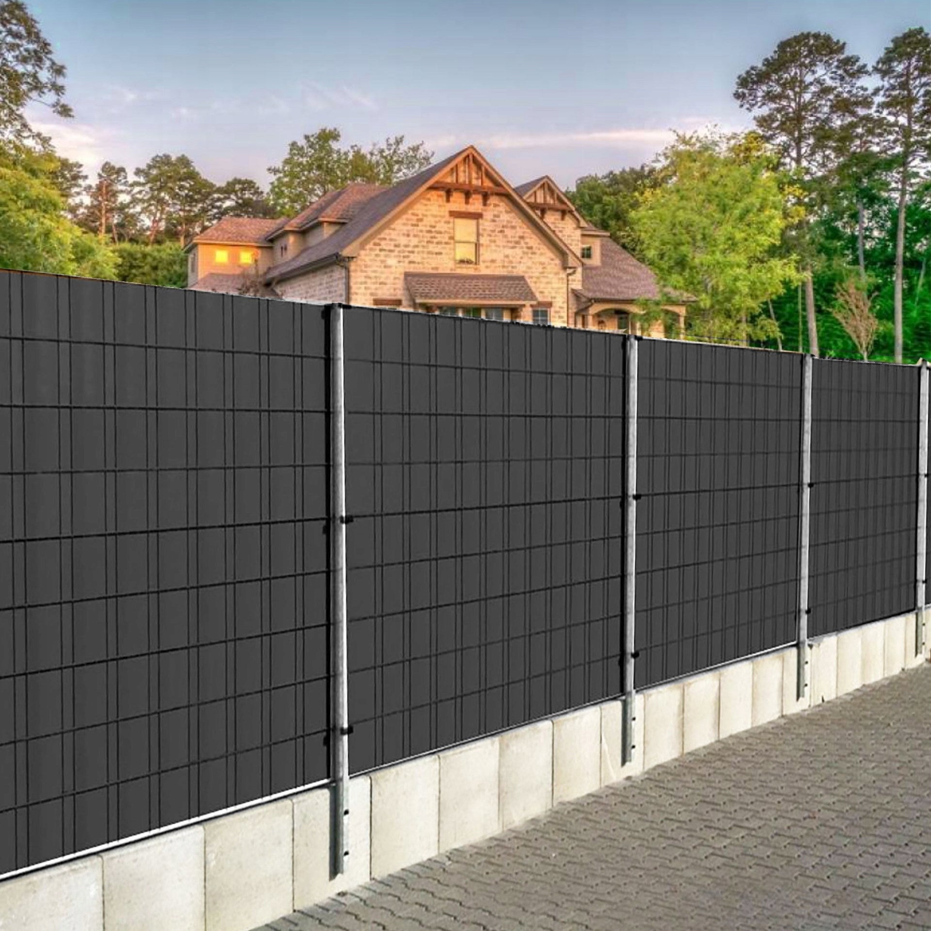 FENCE TAPE 19x35m ANTHRACITE COVER FOR PANEL FENCE + CLIPS Price 0 zł/mb