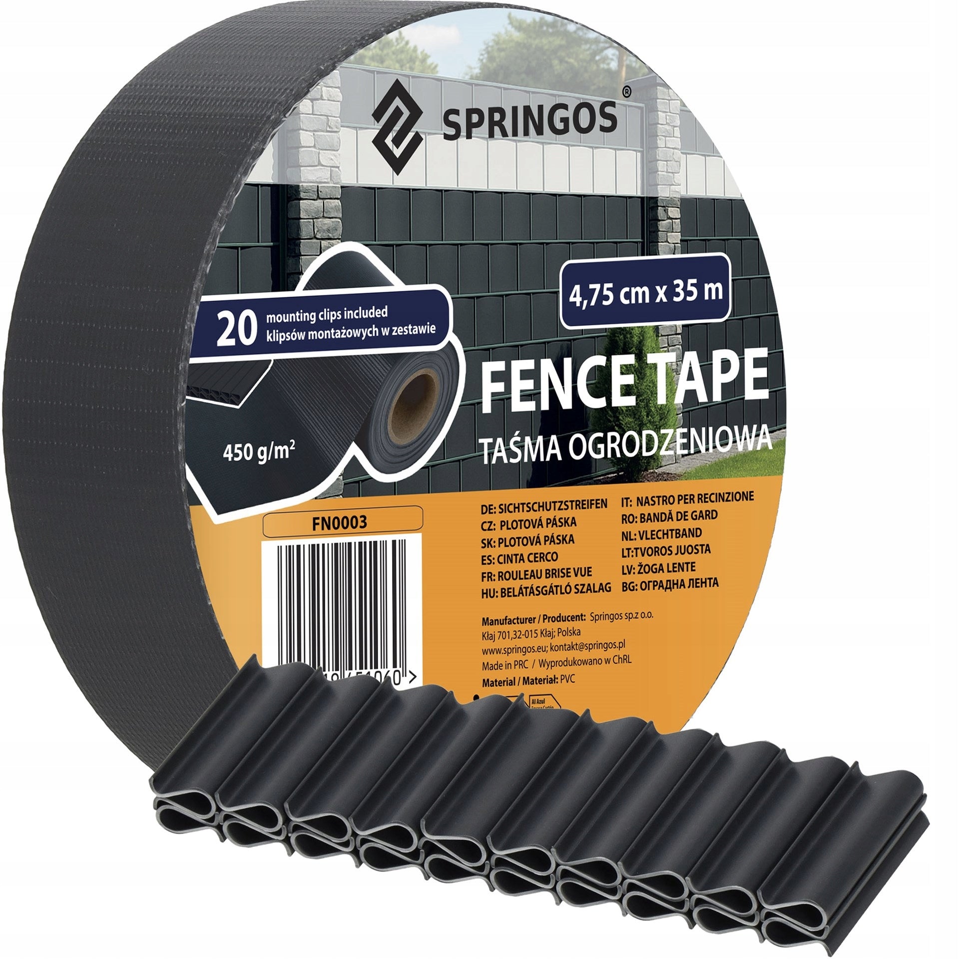 FENCE TAPE 4,75x35m ANTHRACITE COVER PANEL FENCE CLIPS Grammage 450 g/m²