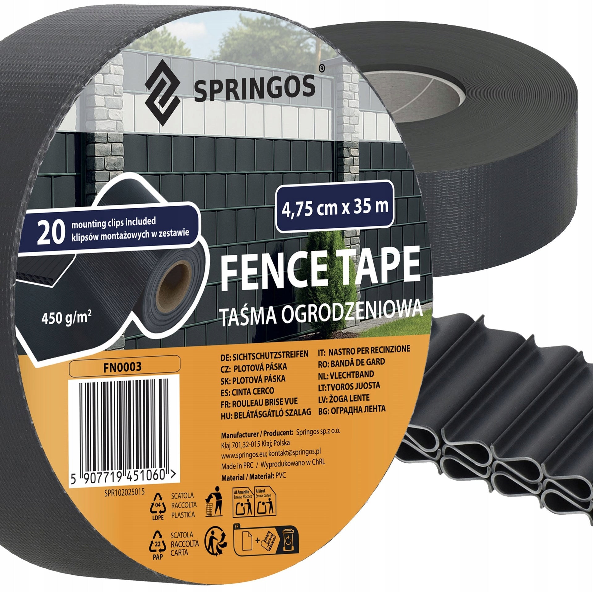 FENCE TAPE 4,75x35m ANTHRACITE COVER PANEL FENCE CLIPS Price 24.95 zł/mb