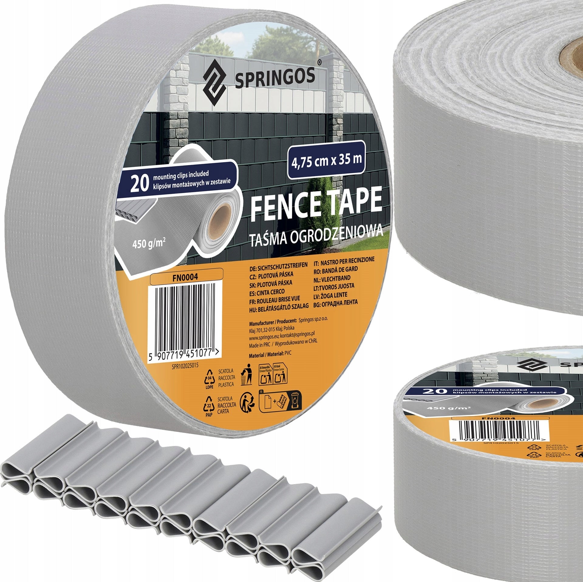 FENCE TAPE 4,75x35m GREY COVER FOR PANEL FENCE CLIPS