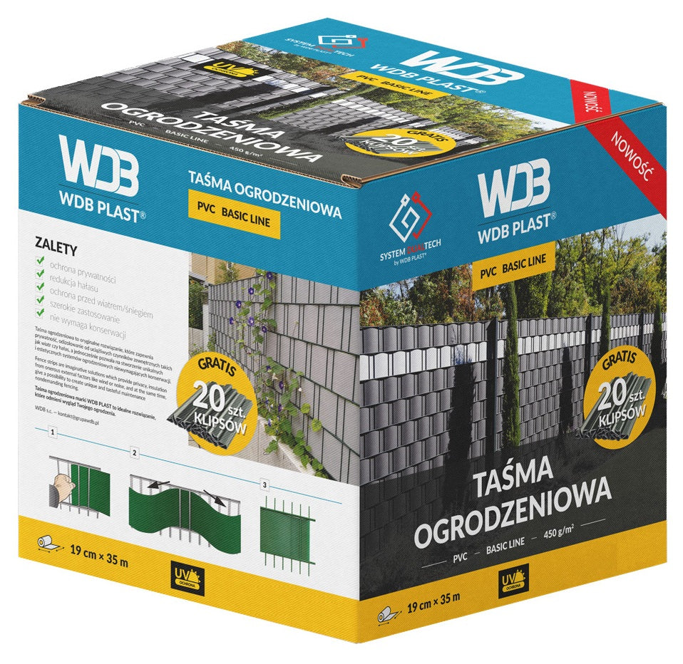 FENCE TAPE GREY 19 cm x 35 m FENCE COVER UV PANEL FENCE Manufacturer WDB PLAST