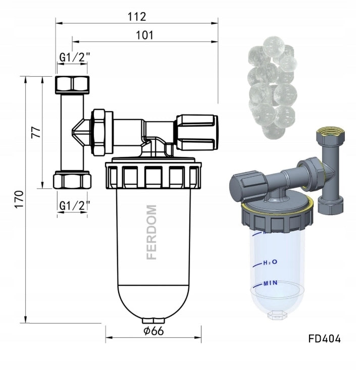 FERDOM water softener FD404 dosonator + polyphosphate 110g (balls) Manufacturer code FD404