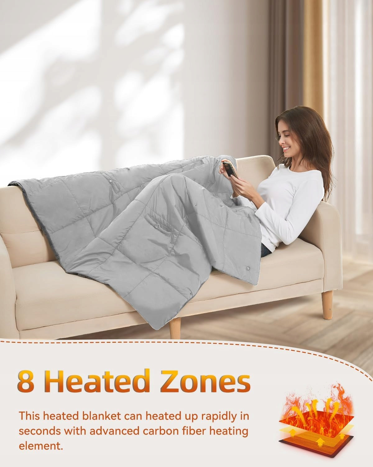 FERNIDA Heated BLANKET wireless TANK TOP POLAR heating 10000mAh Color gray