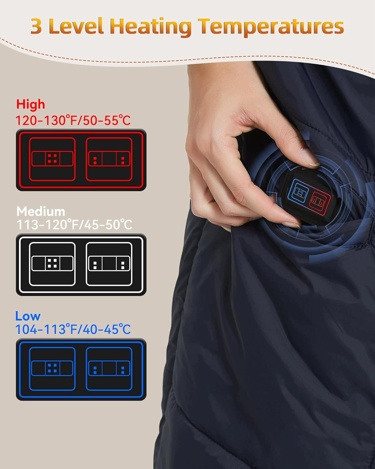 FERNIDA electric heating blanket 8 zones 7,4V blue without battery Brand no brand