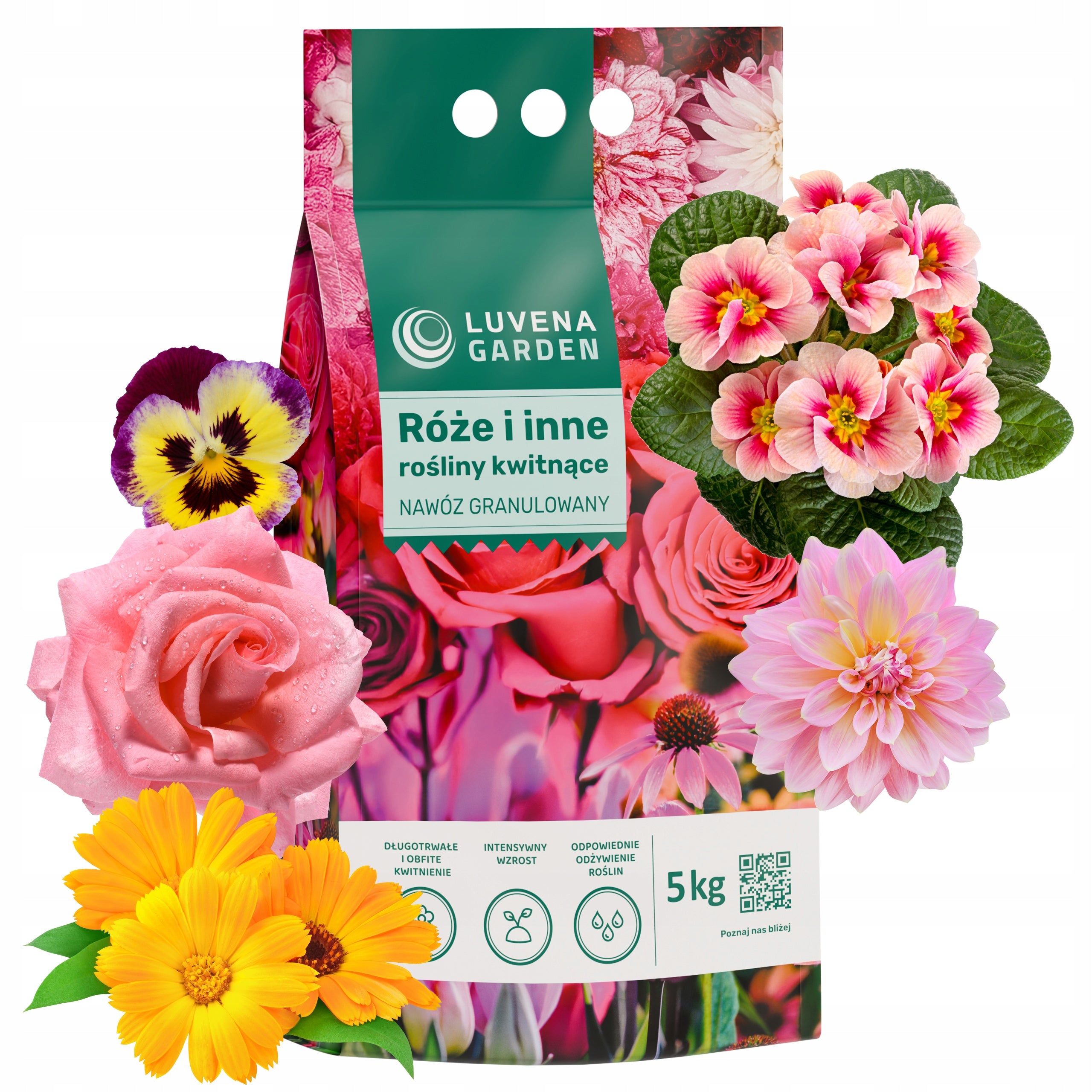 FERTILIZER FOR ROSES OF FLOWERING PLANTS LONG-ACTING LUVENA GARDEN 5KG Packaging status original