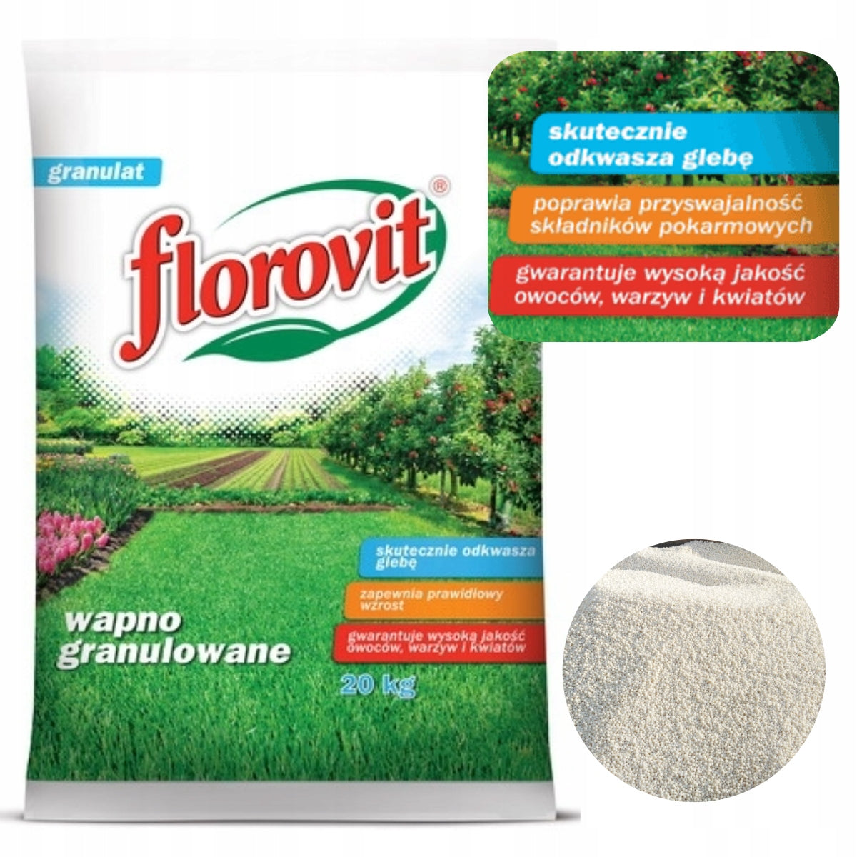 FERTILIZER Fertilizer lime granules 20kg FLOROVIT ESSENTIAL FOR PLANTS CALCIUM Packaging status original