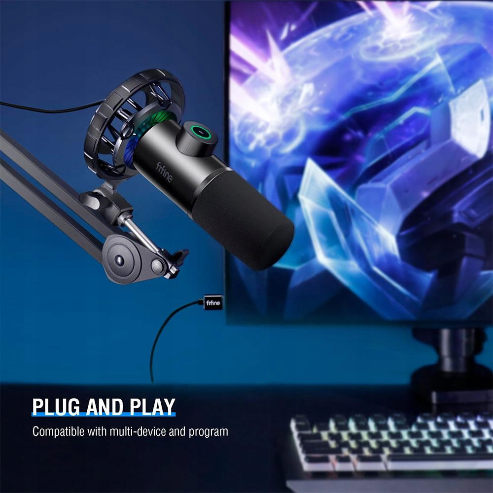 FIFINE T658 USB dynamický mikrofon s RGB + Boom Arm (PC/MAC/PS4/PS5) Packaging status original