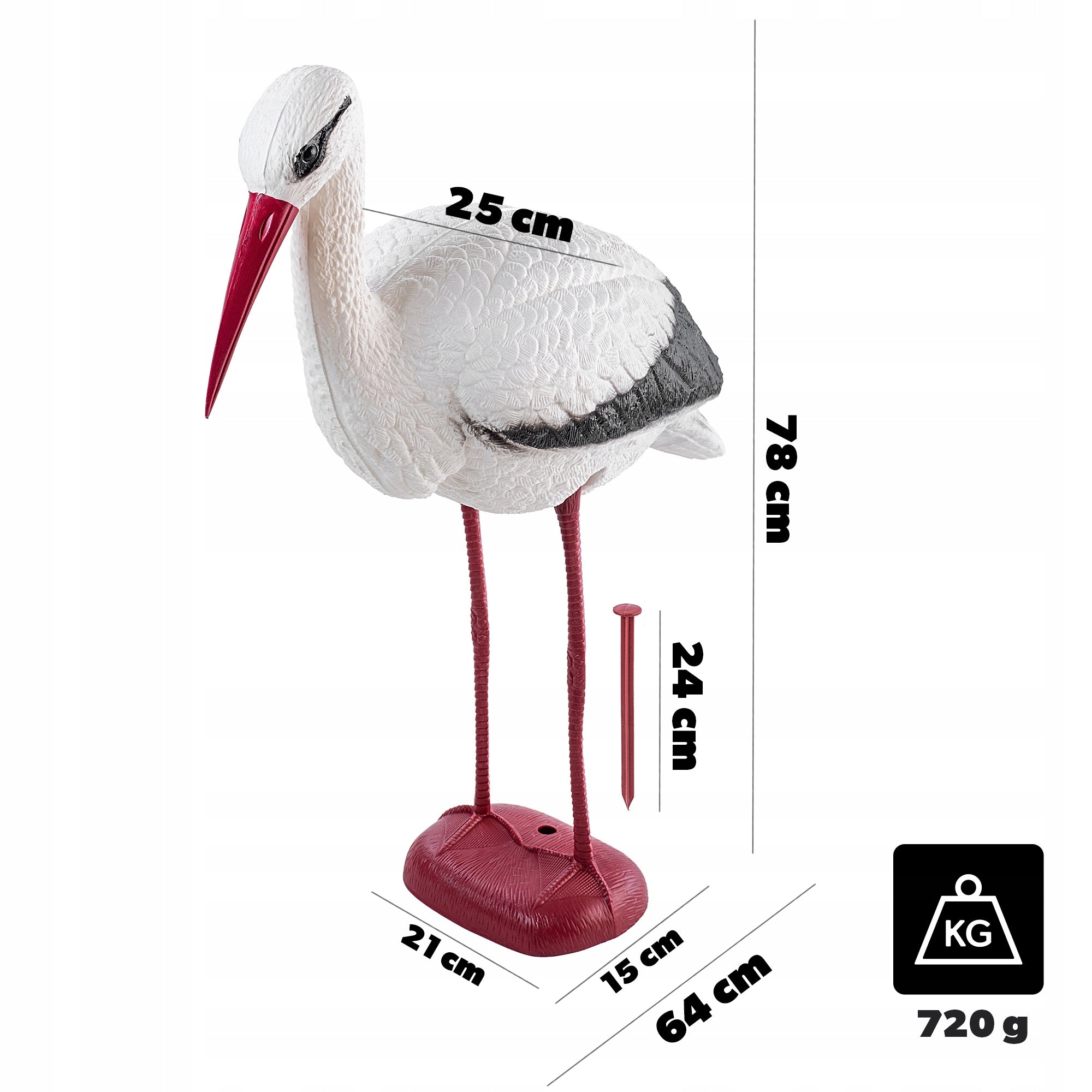 FIGURE FIGURINE GARDEN ORNAMENT STORK STANDING 78cm Manufacturer code K5314