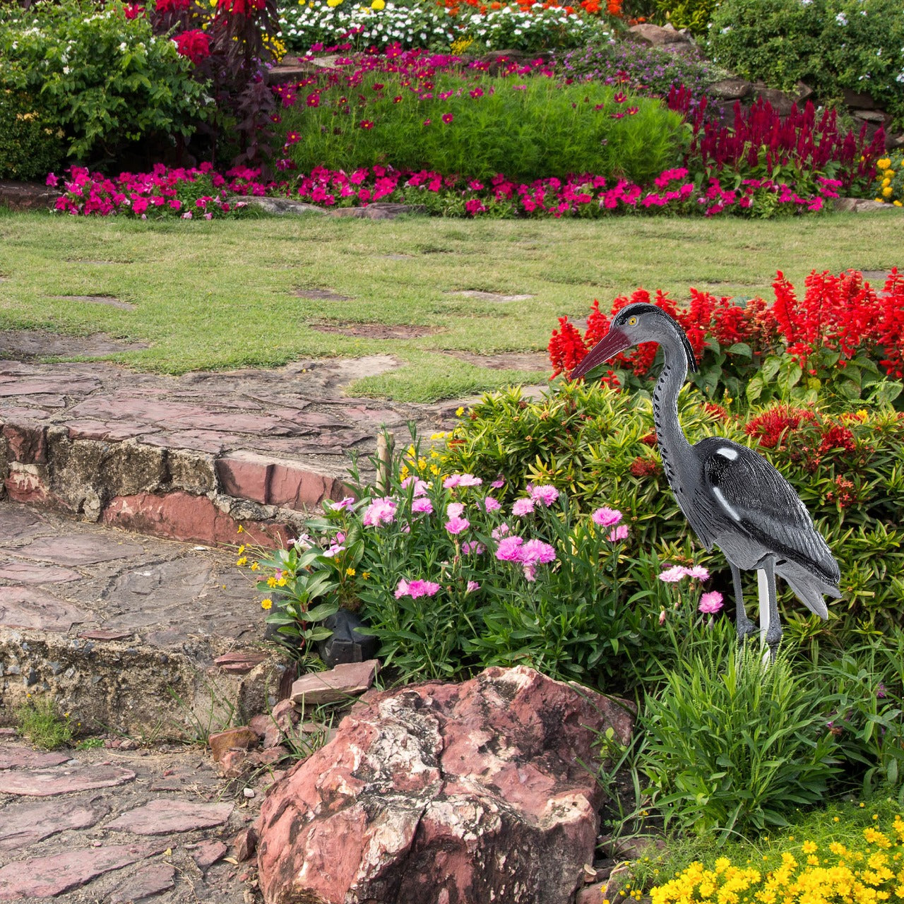 FIGURE FOR GARDEN HERON 70cm GARDEN FIGURINE ORNAMENT DETERRENT LARGE XXL Product height 70 cm
