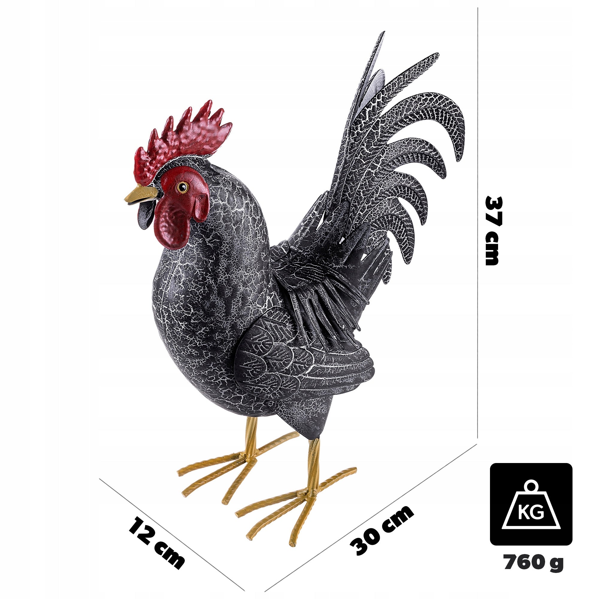 FIGURE FOR GARDEN ROOSTER 37 cm GARDEN STEEL FIGURINE DECORATION LARGE ORNAMENT Manufacturer code K16046