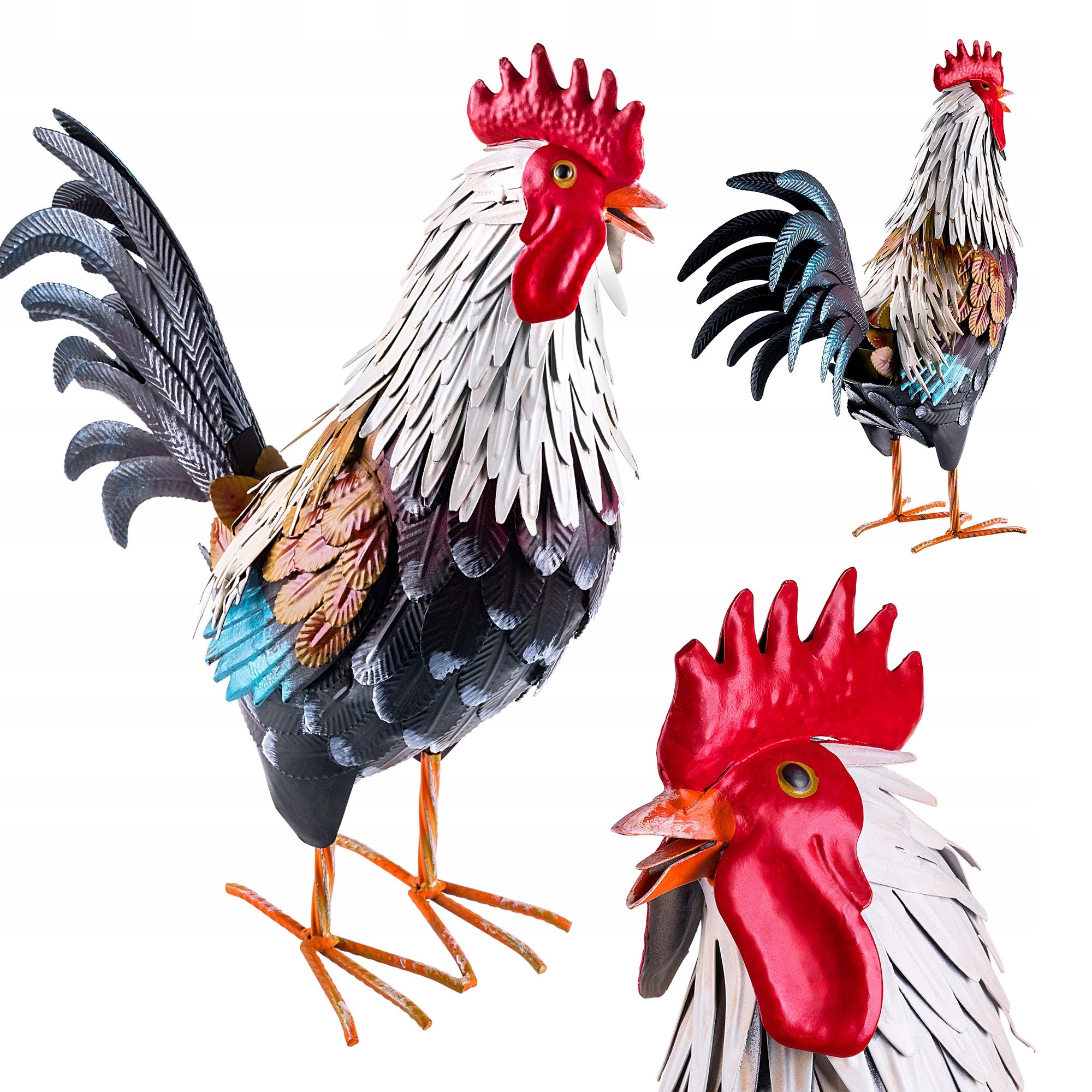 FIGURE FOR GARDEN ROOSTER 47 cm GARDEN STEEL FIGURINE DECORATION LARGE ORNAMENT