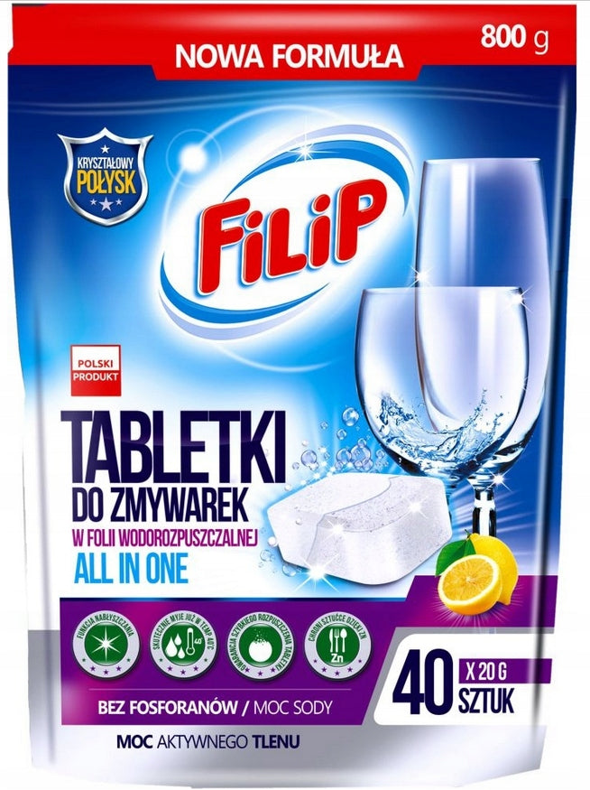FILIP Dishwasher Tablets without Phosphates 40 pcs Brand Filip