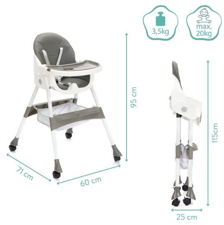 FILLIKID Finn high chair, grey Color shades of gray and silver