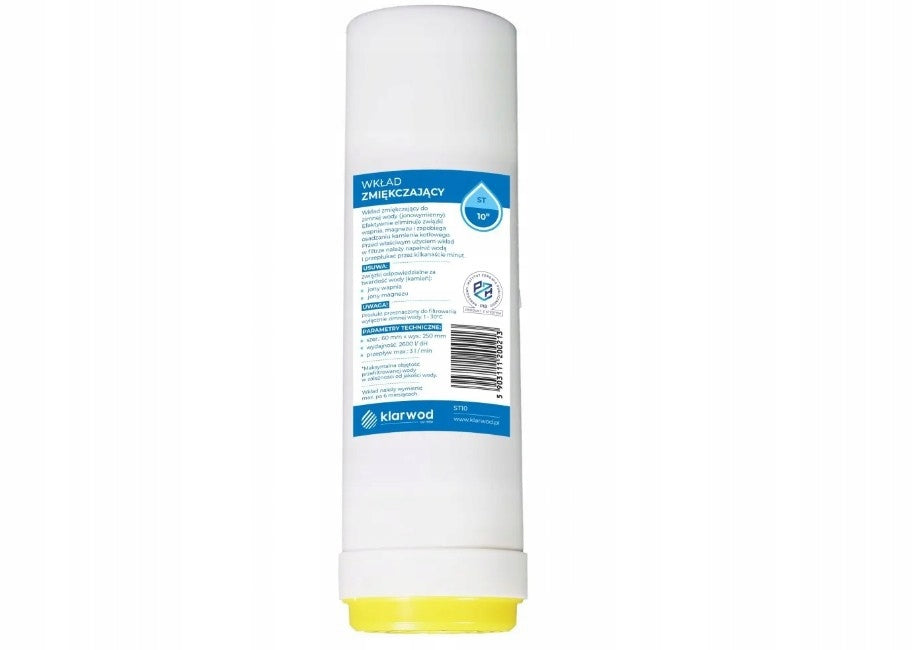 FILTER 10" SOFTENER CARTRIDGE ST10 FIGHT STONE ion exchange resin 235 Manufacturer code klarwod wkład do wody