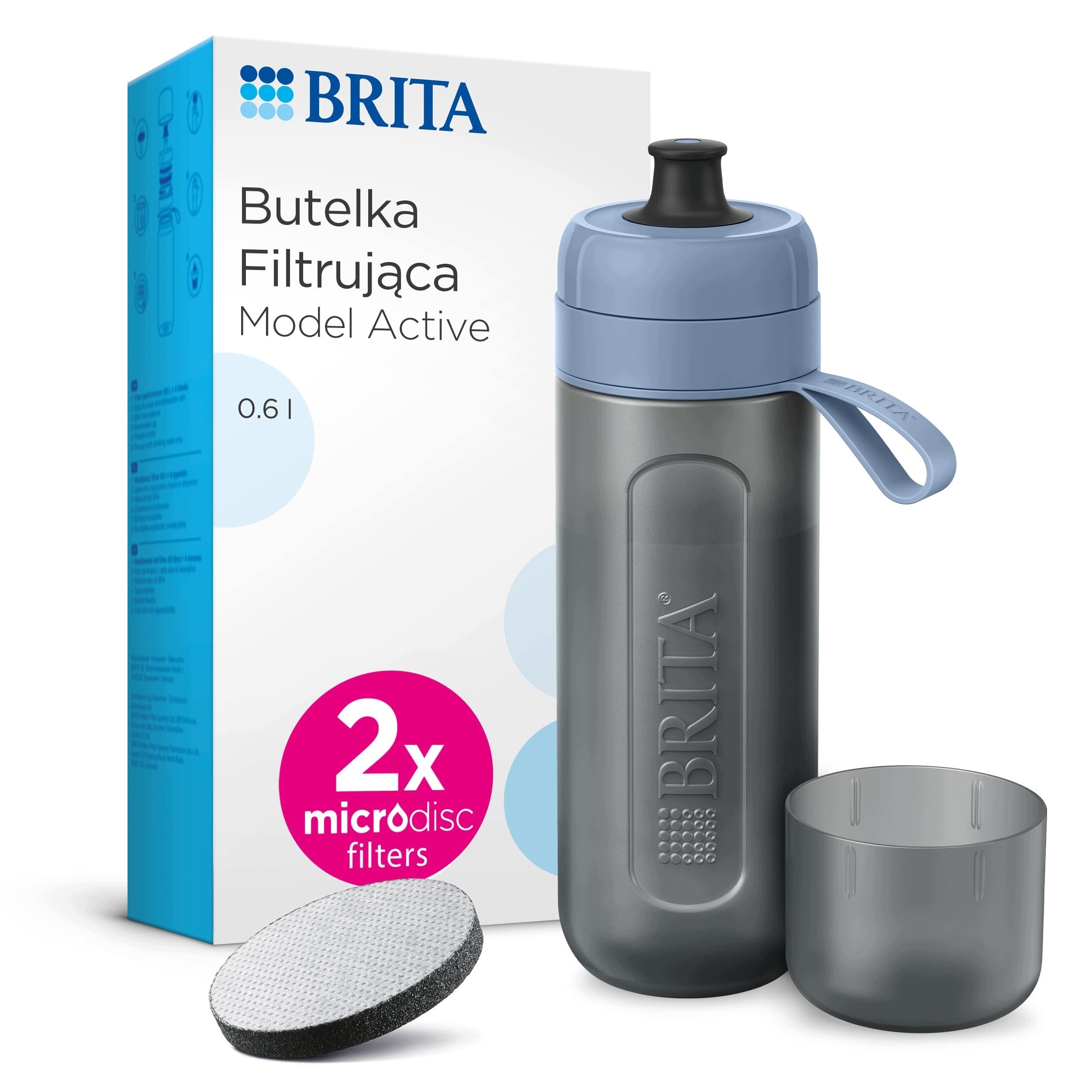 FILTER BOTTLE 0 6 L SPORTS FLEXIBLE WITH 2 FILTERS