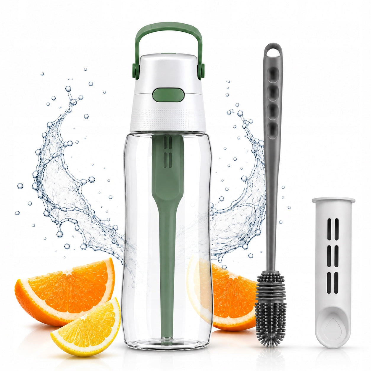 FILTER BOTTLE DAFI SOLID 0,5L SAGE / GREEN + SILICONE BRUSH