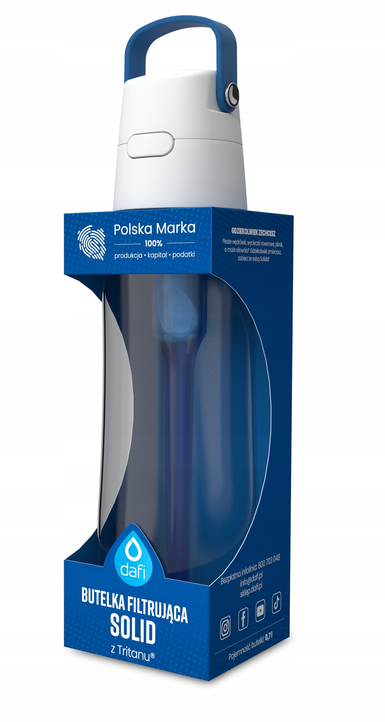 FILTER BOTTLE DAFI SOLID 0,7 L BLUE SAPPHIRE TRITAN Manufacturer code D.BUT.FIL.SOLID.0.7.BARW.NIEB.P