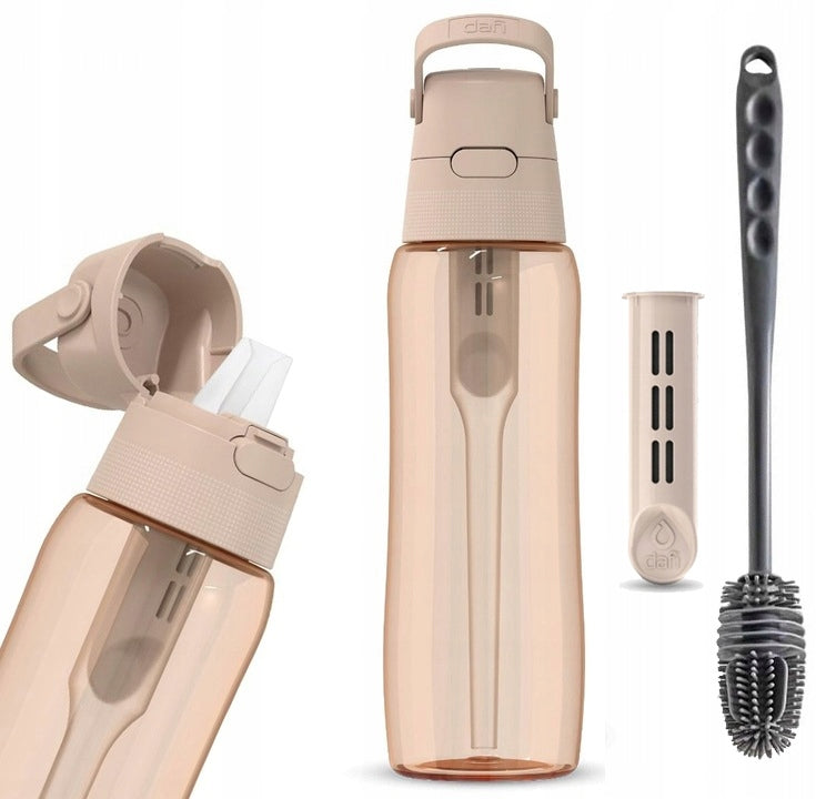 FILTER BOTTLE DAFI SOLID 0,7 L CAPPUCCINO COLOURED + BRUSH SILICONE
