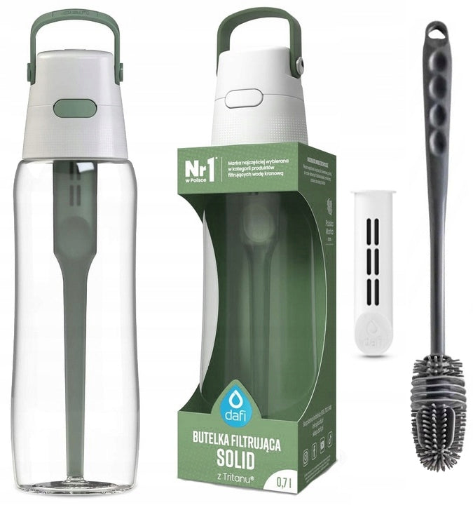FILTER BOTTLE DAFI SOLID 0,7l SAGE / GREEN + SILICONE BRUSH Manufacturer code D.BUT.FIL.SOLID.0.7.SZAL.P+szczoteczka