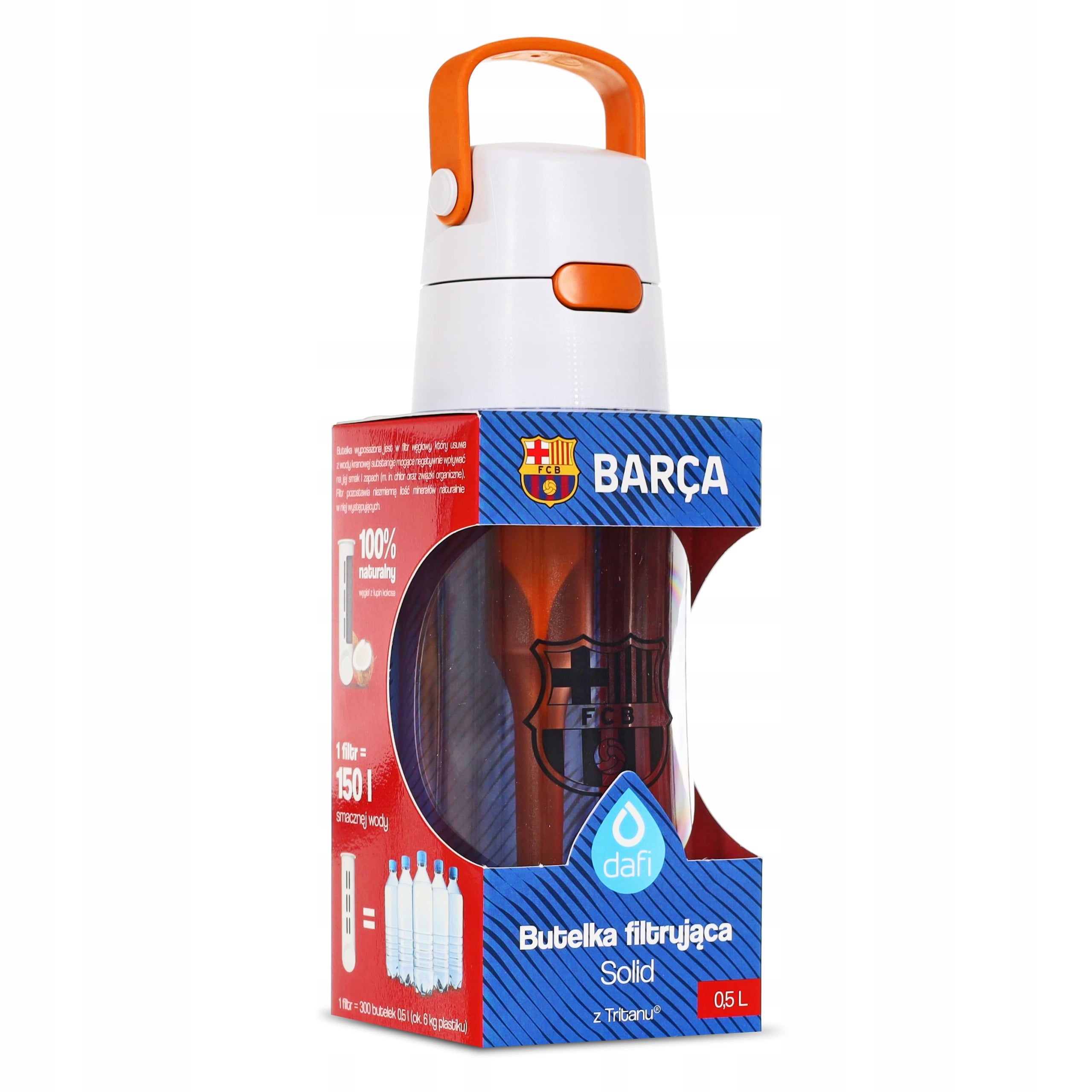 FILTER BOTTLE DAFI SOLID F.C. BARCELONA 0,5L | 1x CARTRIDGE | ORANGE Brand Dafi