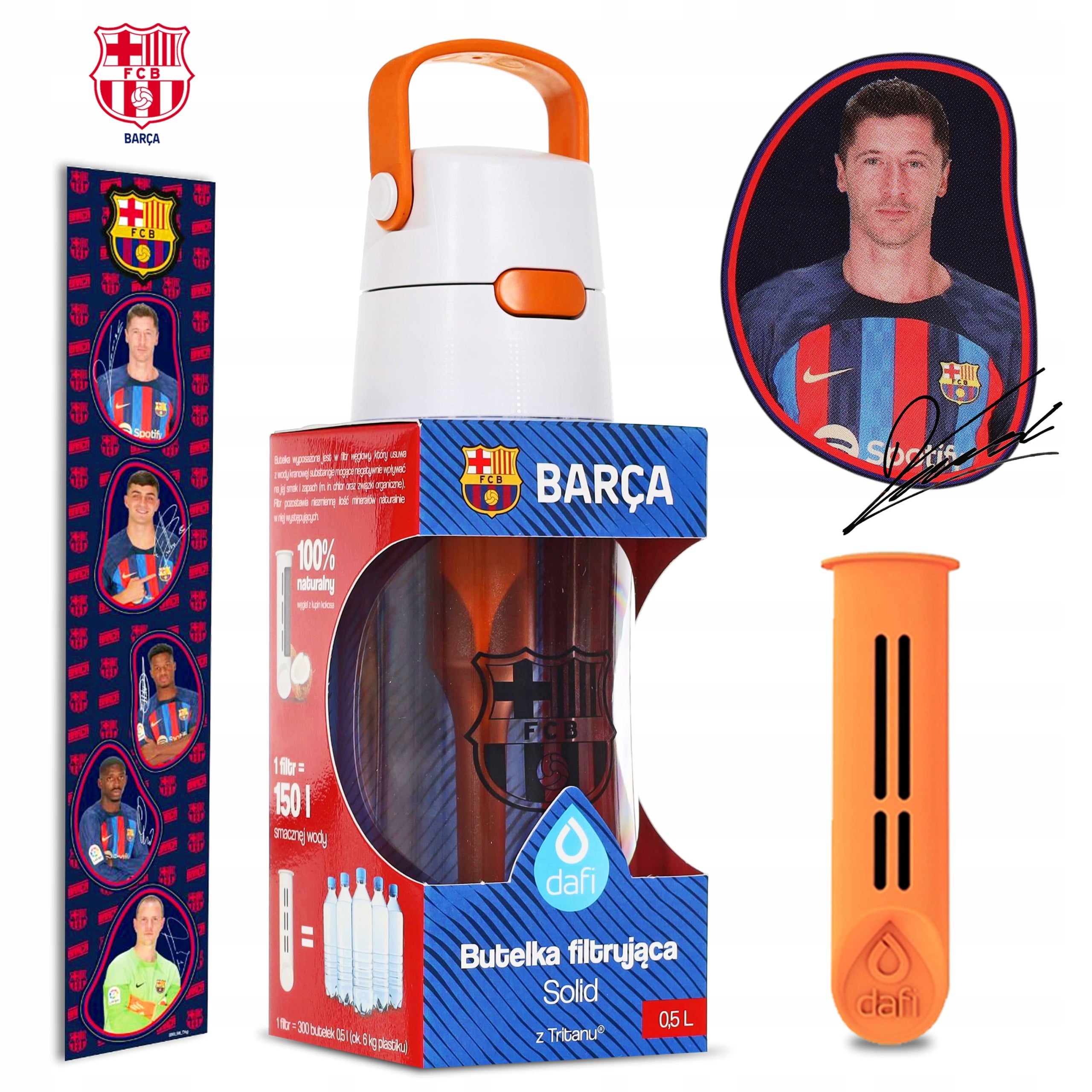 FILTER BOTTLE DAFI SOLID F.C. BARCELONA 0,5L | 1x CARTRIDGE | ORANGE