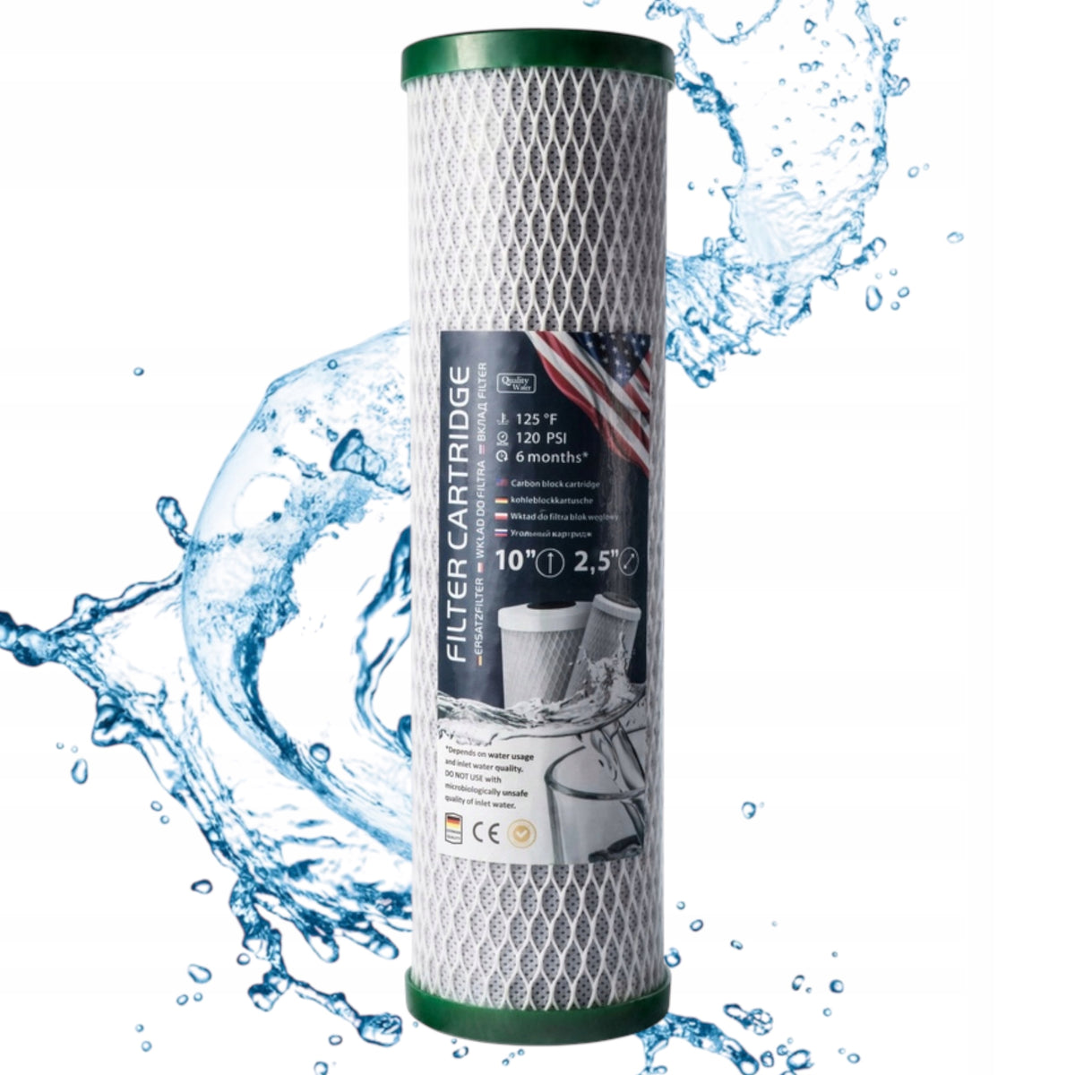 FILTER CARTRIDGE CARBON BLOCK 10" GREEN FILTER