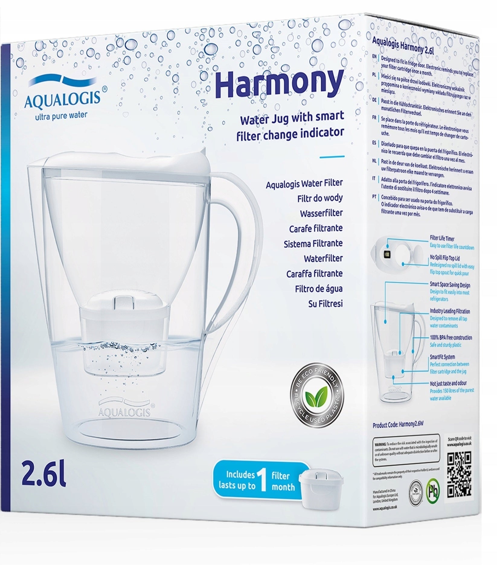 FILTER JUG AQUALOGIS + 12 PURE+ filters Manufacturer code Harmony