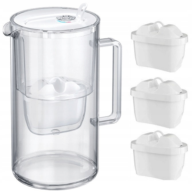 FILTER JUG AQUAPHOR GLASS 2,5L GLASS WHITE +3 FILTERS