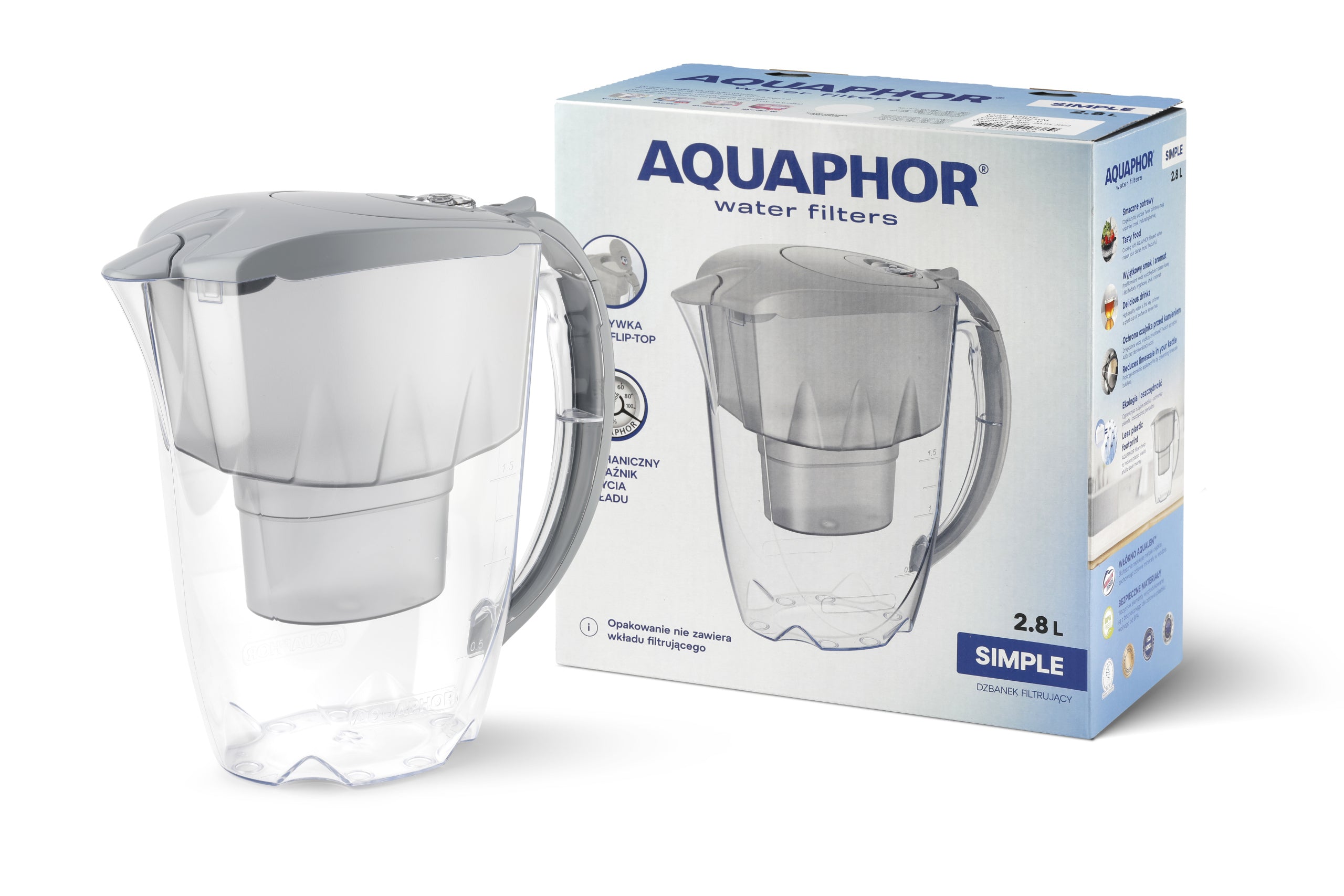 FILTER JUG AQUAPHOR SIMPLE 2,8 L GREY WITHOUT CARTRIDGE Manufacturer code 719962