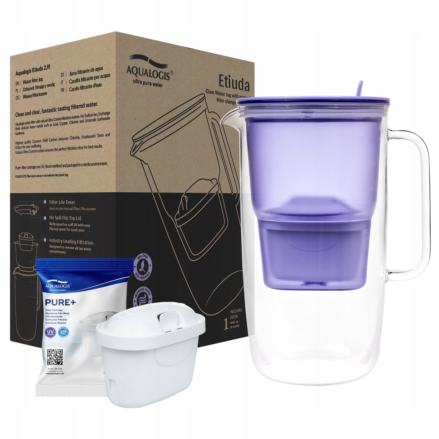 FILTER JUG LAVENDER ETUDE 2.9L AQUALOGIS + CARTRIDGE Packaging status original