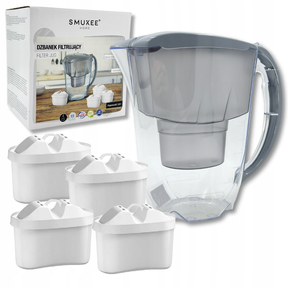 FILTER JUG SMUKKEE 2,8 L GREY + 4 FILTERS Manufacturer code 0207019109