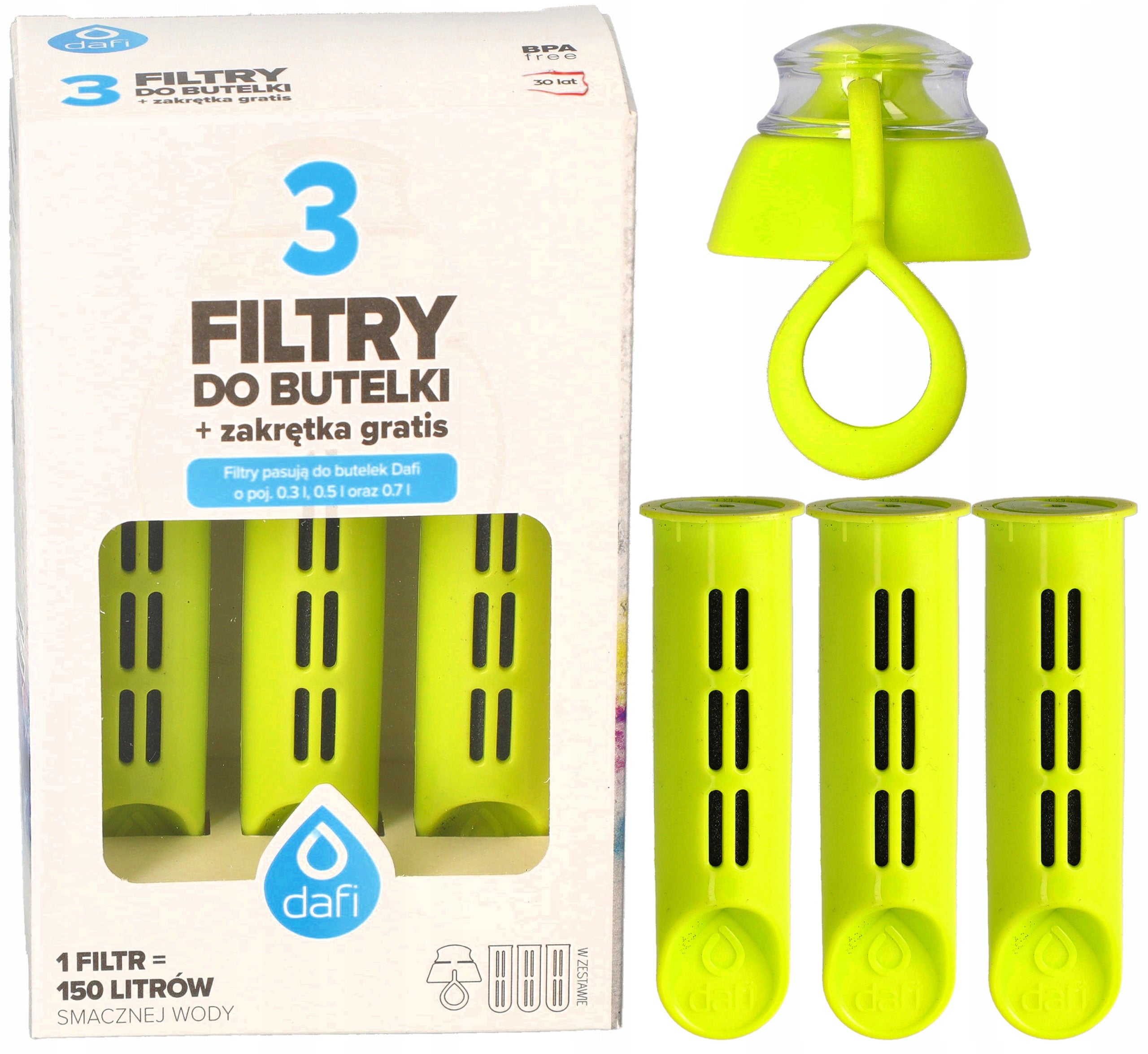 FILTERS FOR BOTTLE DAFI SOFT AND SOLID 3 PCS LIME + CAP