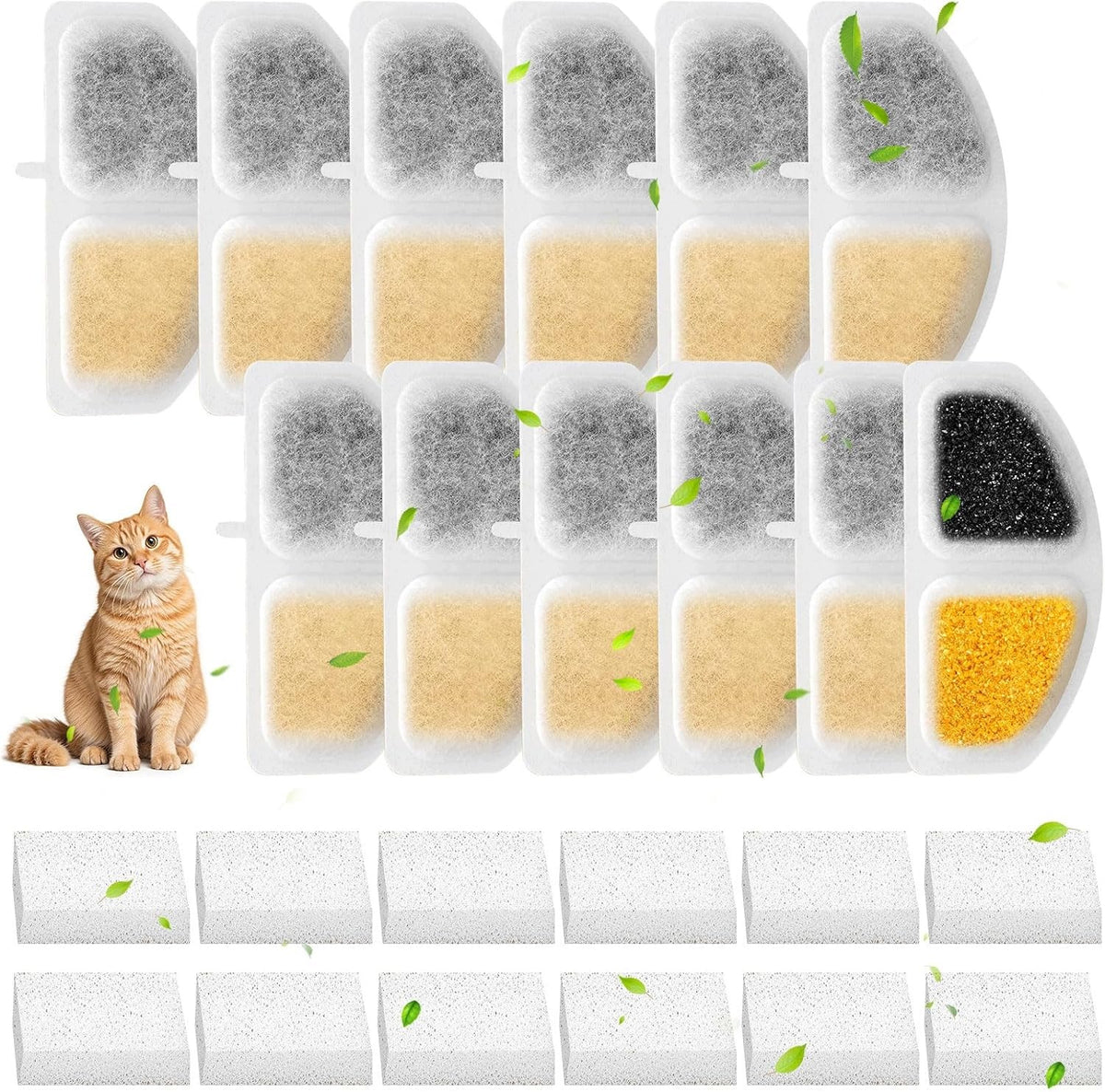 FILTERS FOR CAT FOUNTAIN HM-02 2,5L SET OF 12 PIECES + SPONGES