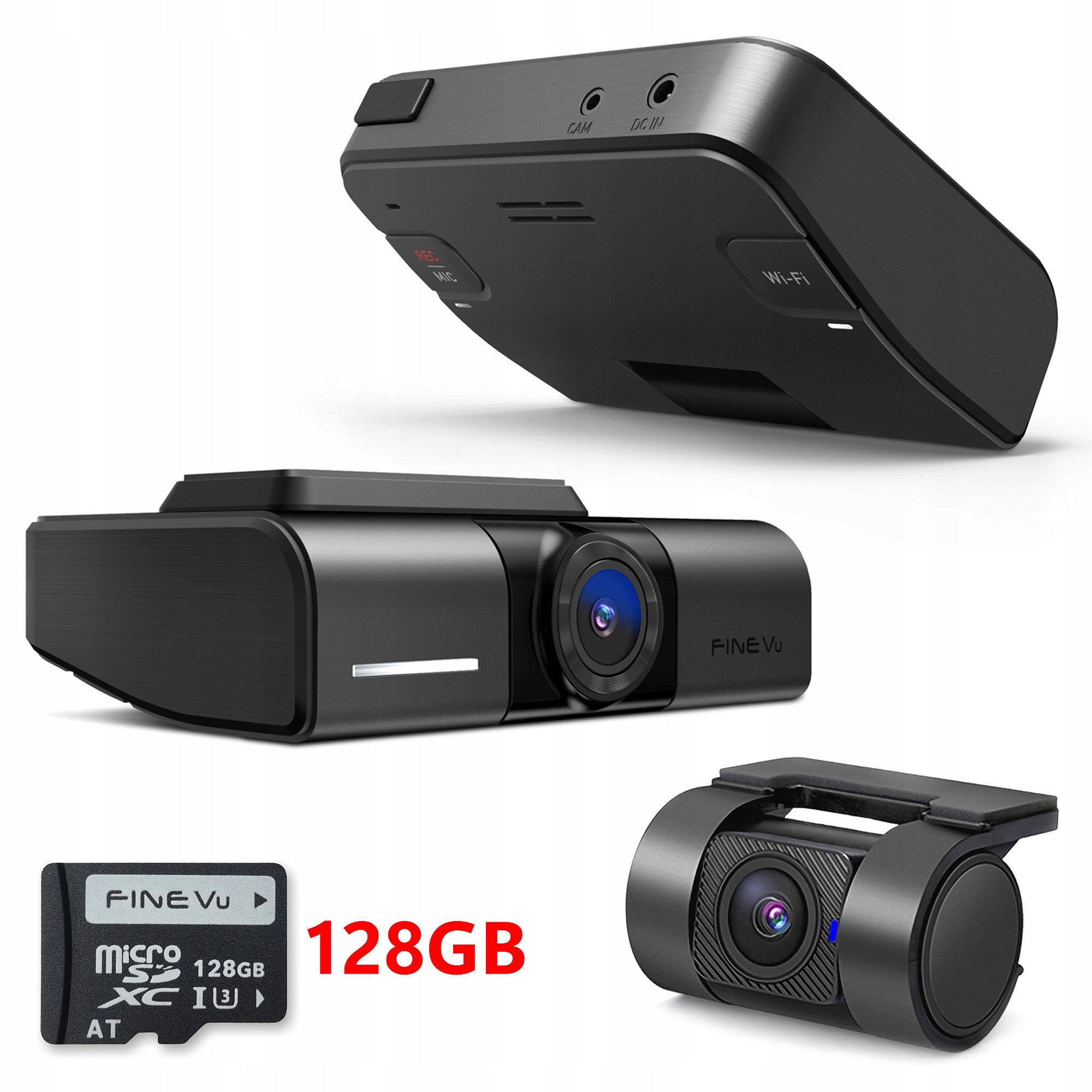 FINEVU GX1000 /128GB Video Recorder - 2.5K QHD+QHD, Wi-Fi GPS, Speed Cameras