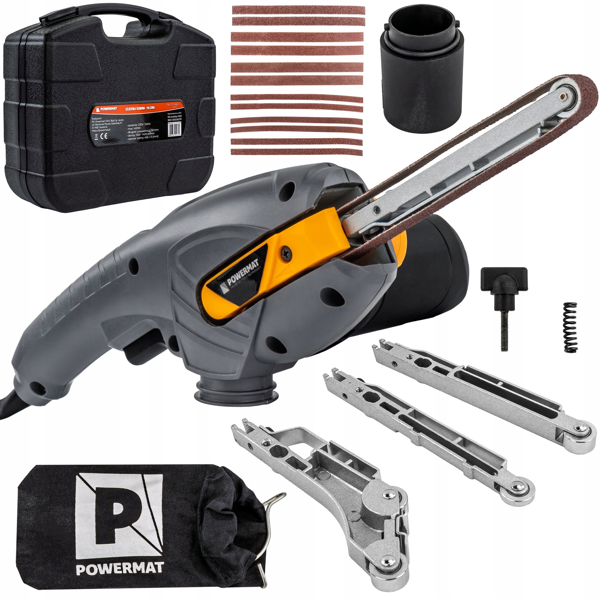 FINGER BELT SANDER 400W 900-1400M/MIN SET OF 3 GUIDES SUITCASE