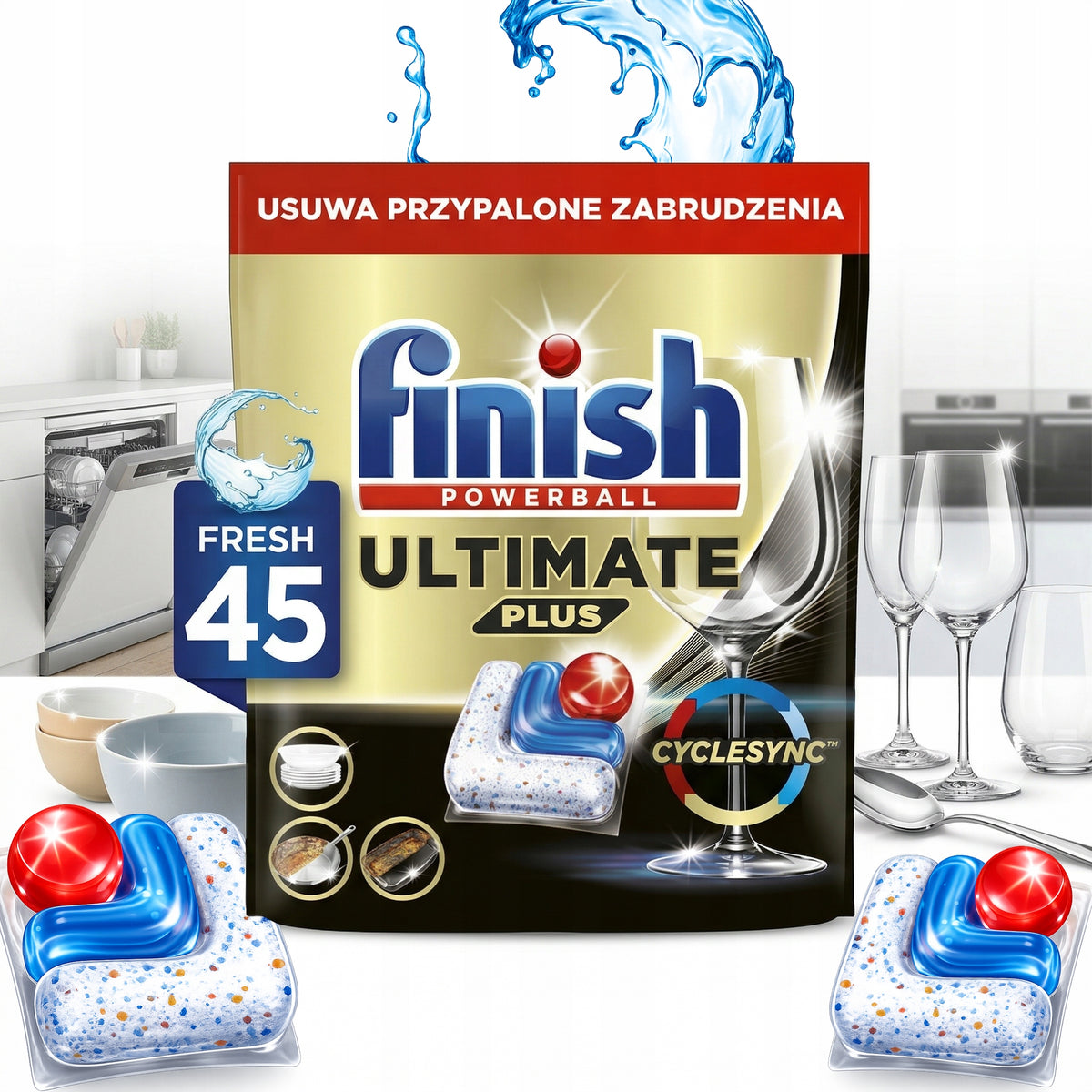 FINISH 3in1 ULTIMATE PLUS FRESH CAPSULES DISHWASHER REMOVES FAT 90 pcs. Manufacturer code 5908252010981