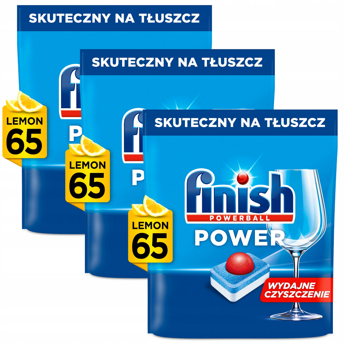 FINISH Dishwasher Tablets Power All-in-1 Lemon 65 x3=195 Pieces