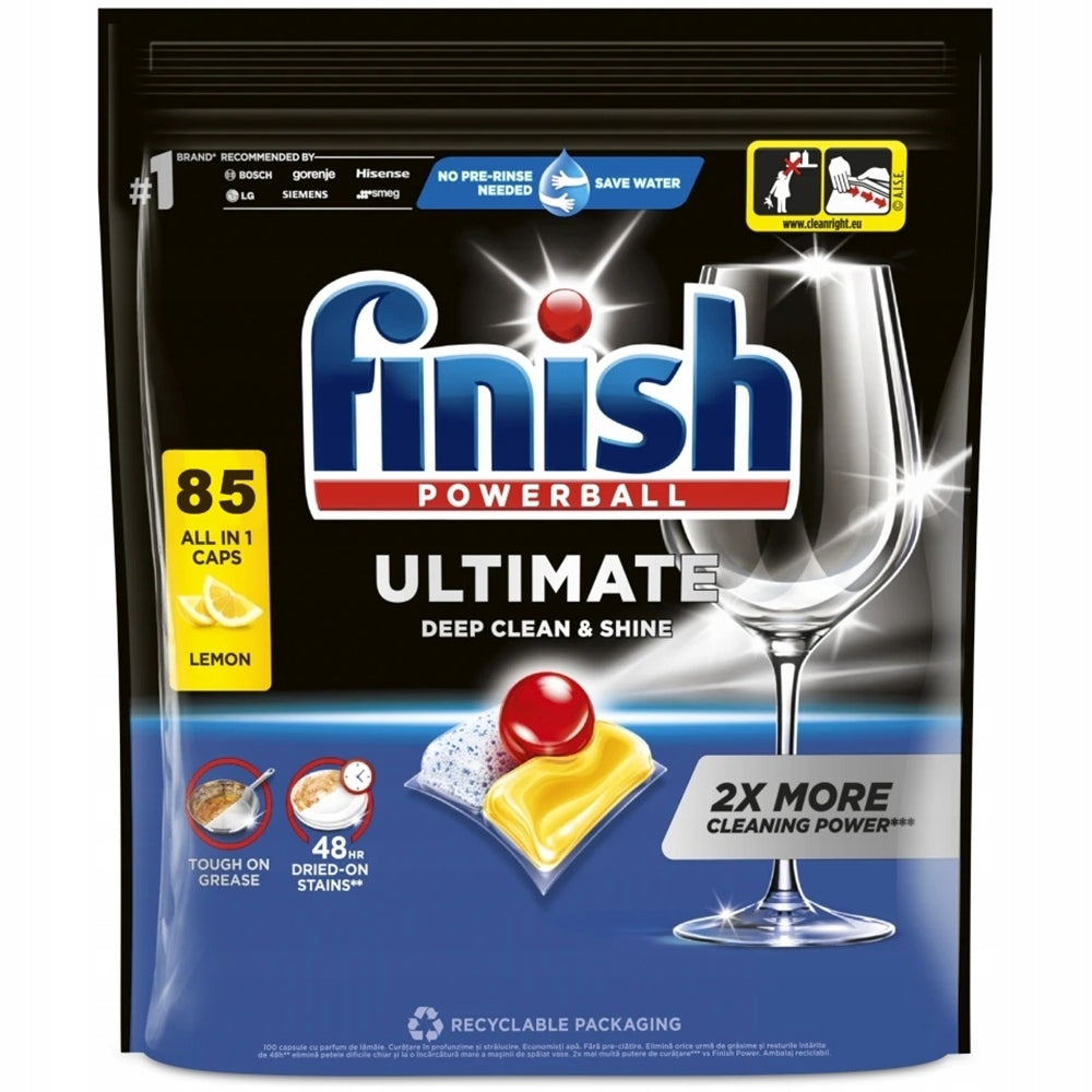 FINISH POWERBALL ULTIMATE DISHWASHER CAPSULES ALL IN 1 LEMON 85PCS