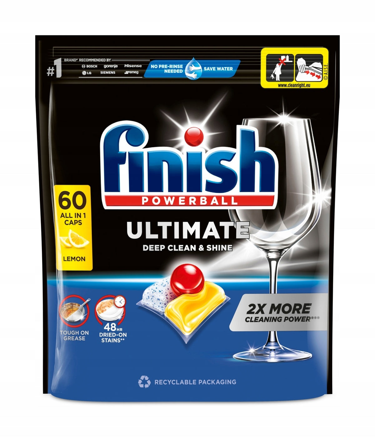 FINISH Powerball Ultimate All in 1 Lemon Dishwasher Capsules - 60 Pieces Manufacturer code 3146567