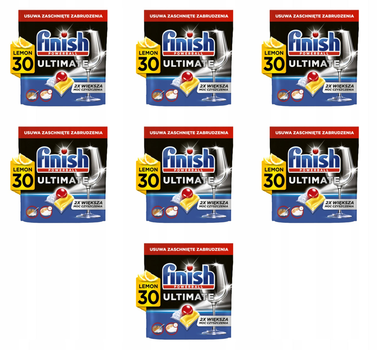 FINISH Ultimate Lemon Dishwasher Capsules 30 Tablets X7