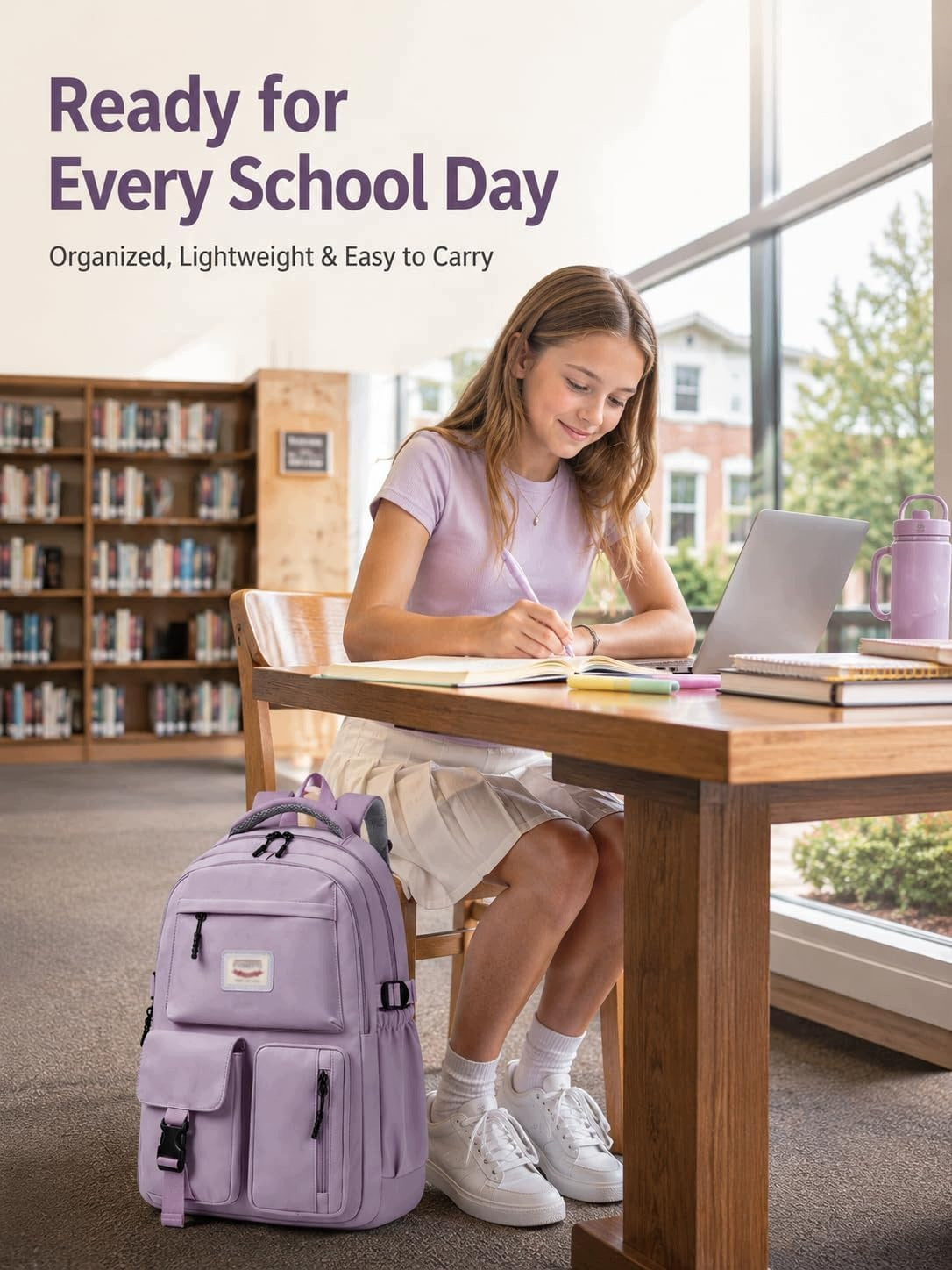 FIORETTO 25L Women's Laptop School Backpack 14 Inches, Purple, Size M Manufacturer code FD4N23017