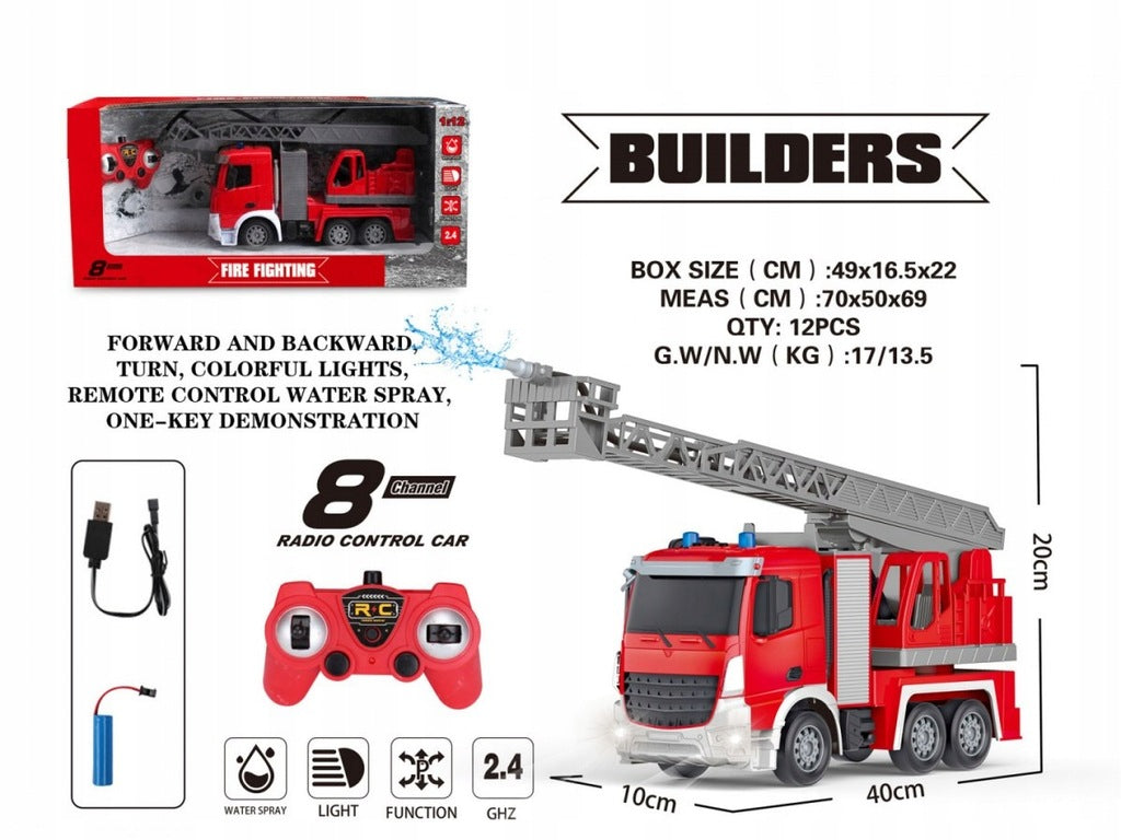 FIRE BRIGADE CAR FIRE TRUCK AUTO FIREFIGHTER CONTROLLED PILOT LARGE Brand Ramiz